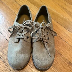 Lands' End tan suede oxford boys shoes size 3